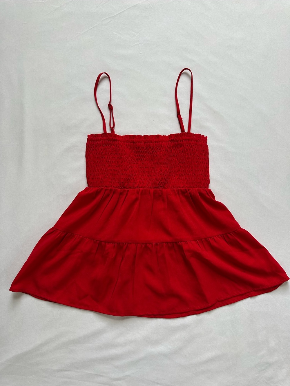 Paper Crane Red Peplum Top with Adjustable Straps